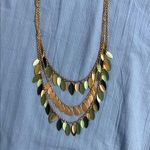 Gold and Green Layered Charm Necklace